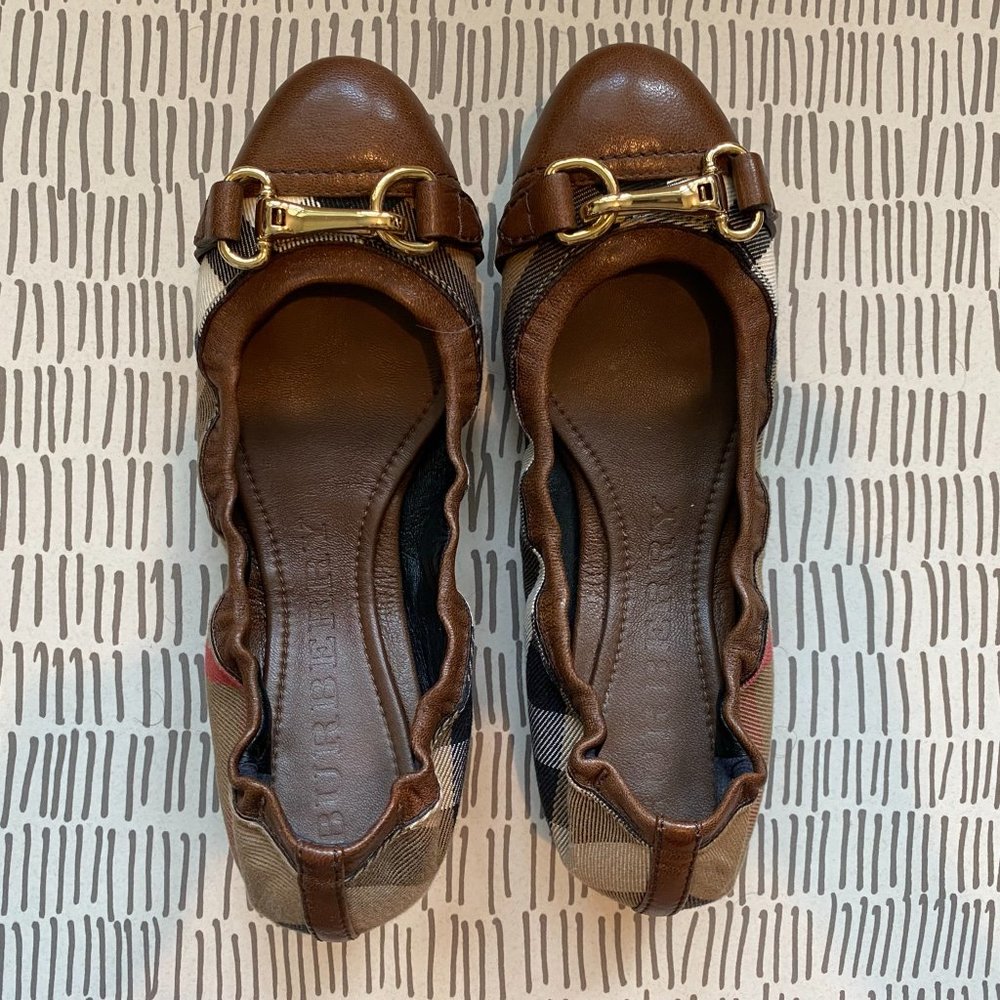 BURBERRY Check Pattern Ballet Flats - Picture 3 of 9